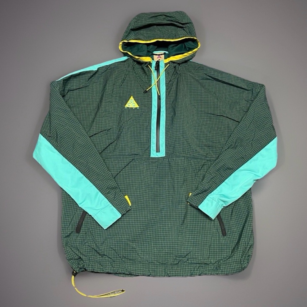 Nike ACG Mens Large Jacket Woven Half Zip Anorak Rain Jacket 931907-375 Green